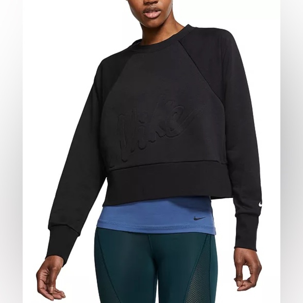 Nike Women's Dry Get Fit Lux Fleece Crew Top in GREY